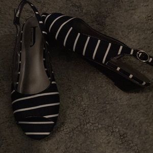 Black and white sandals